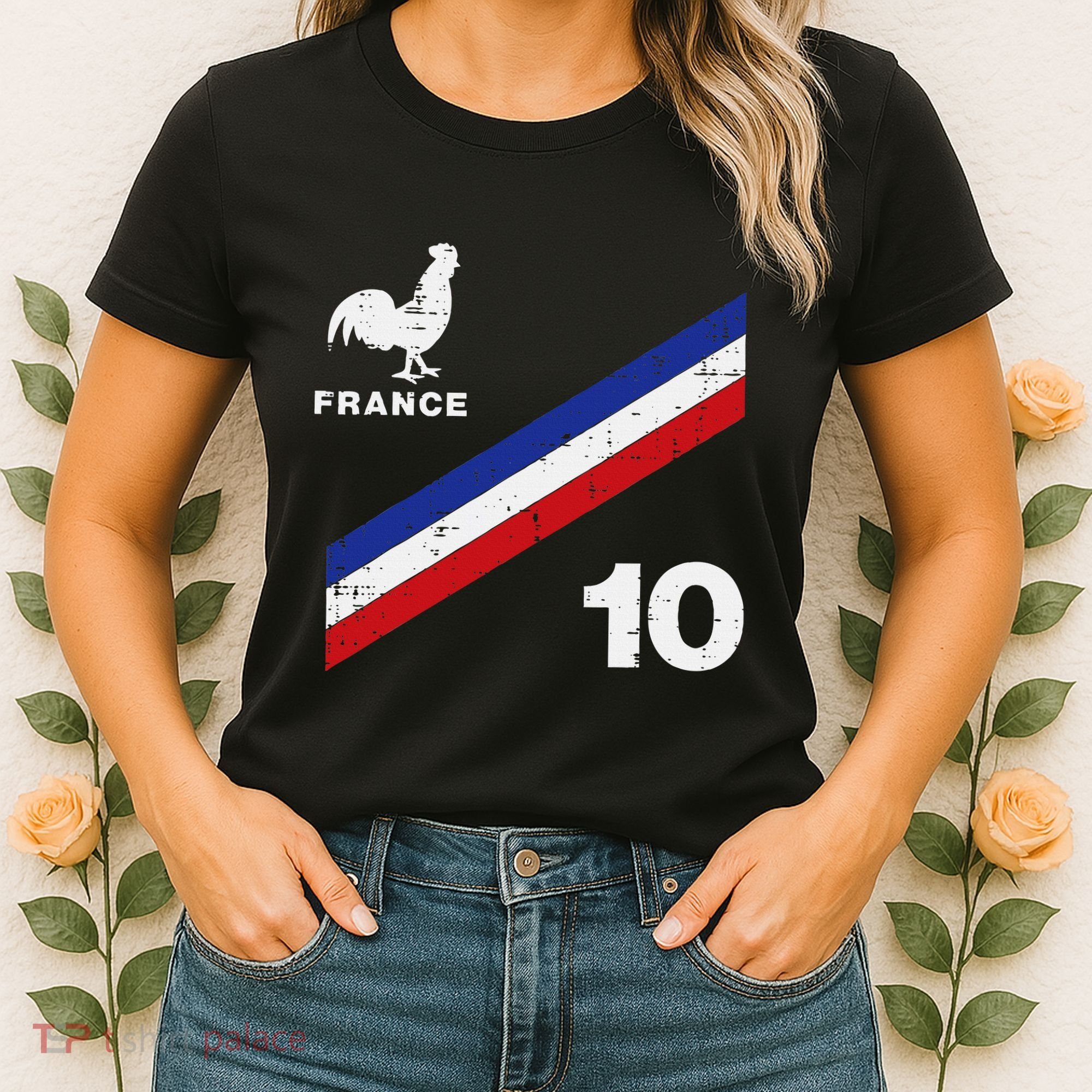 France Flag Rooster Number 10 Soccer Women's T-Shirt