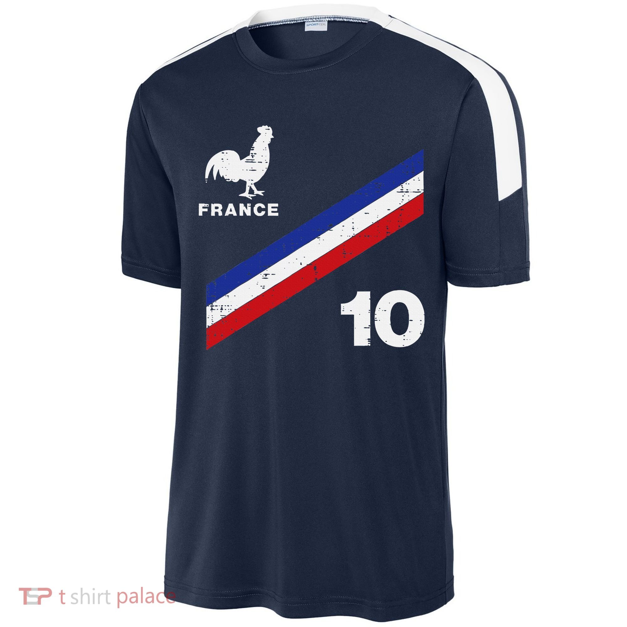 France Flag Rooster Number 10 Soccer Sport-Tek Competitor United Soccer Jersey