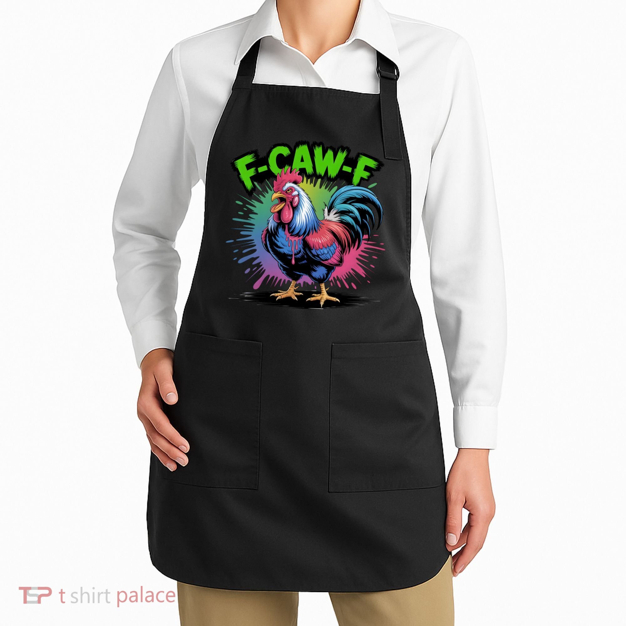 Funny F-Caw-F ROOSTER Humor Meme Saying Apron