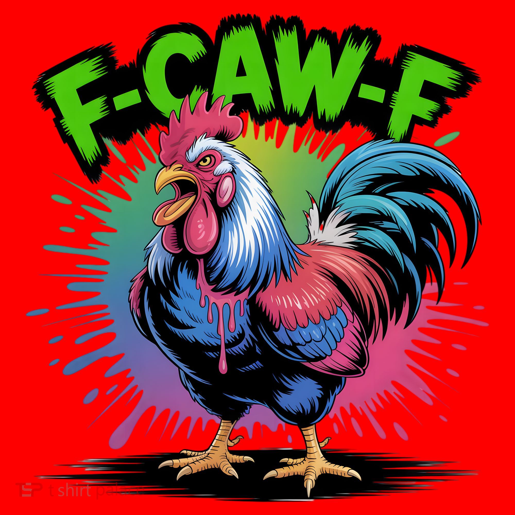 Funny F-Caw-F ROOSTER Humor Meme Saying Santa Hat