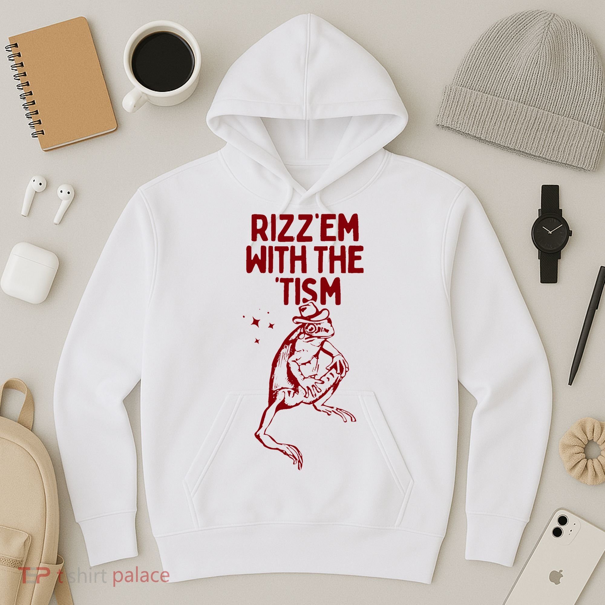 Funny Frog Rizz Em With The Tism Hoodie
