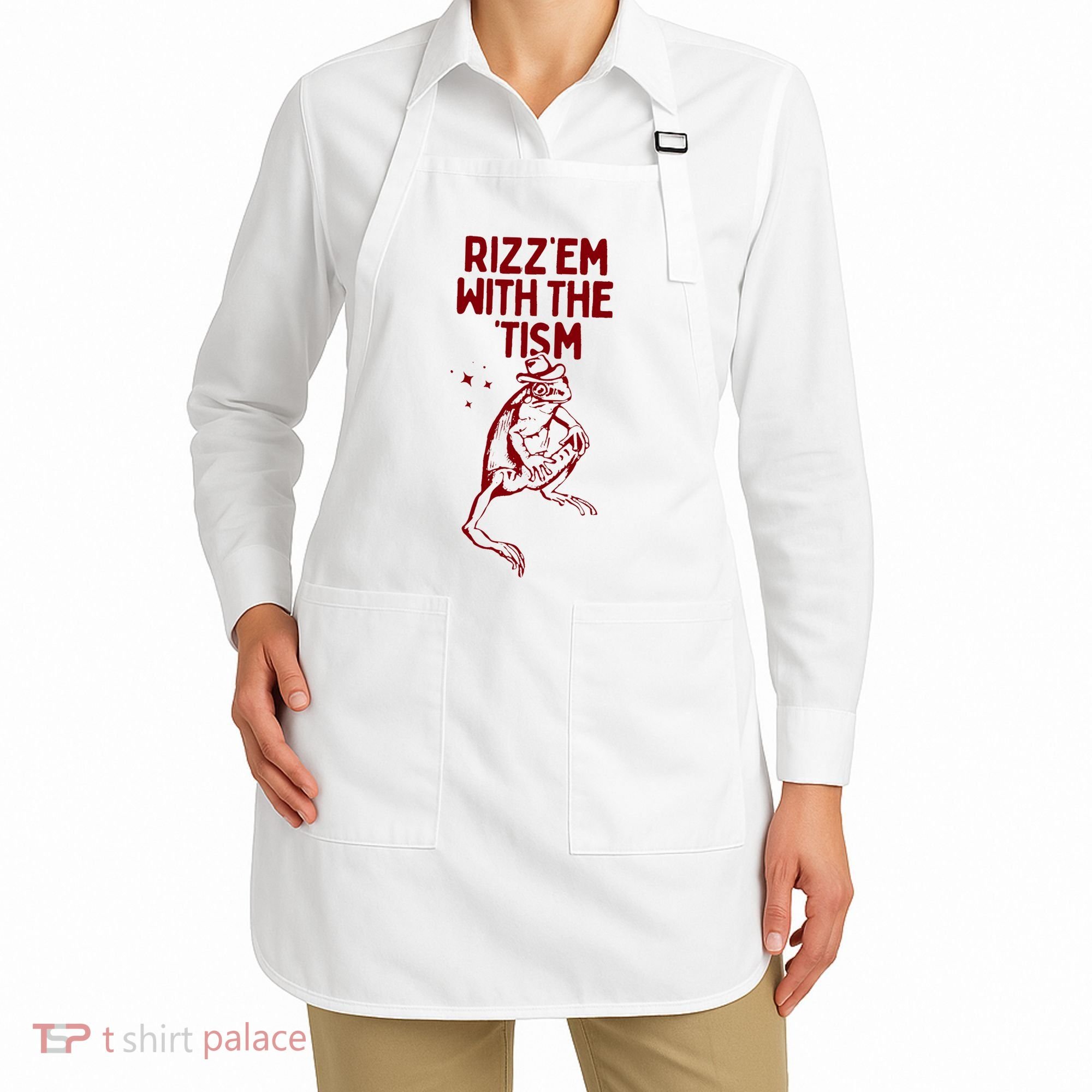 Funny Frog Rizz Em With The Tism Apron