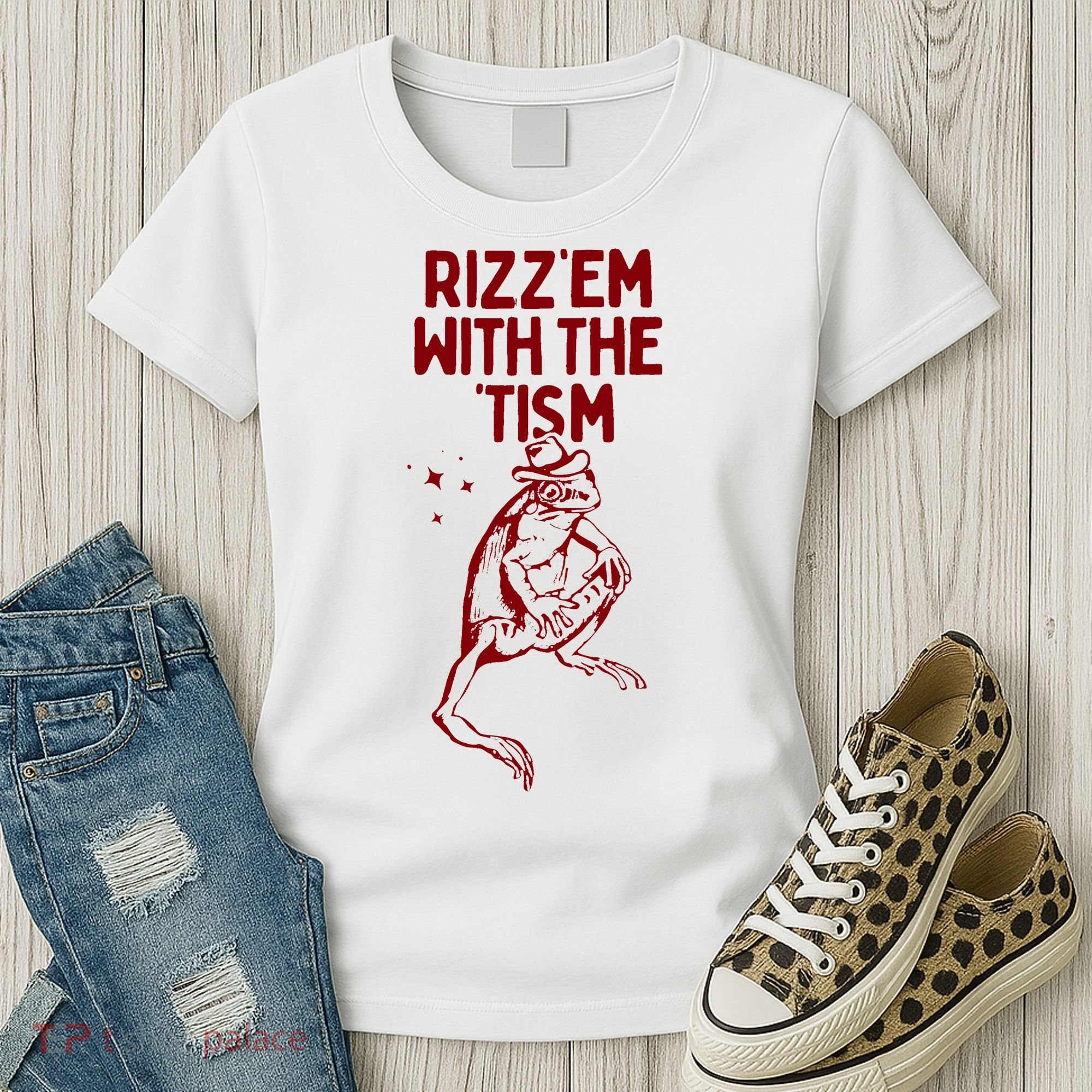 Funny Frog Rizz Em With The Tism Women's T-Shirt