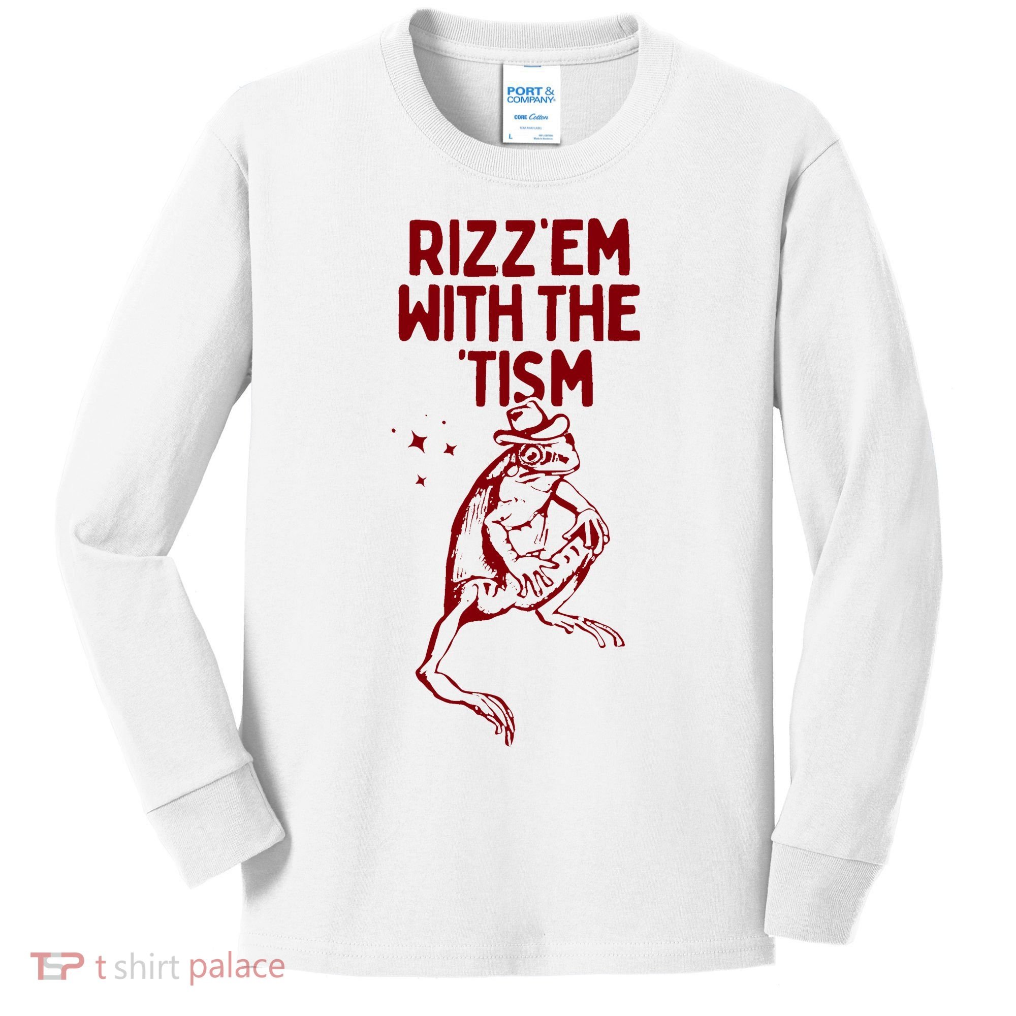 Funny Frog Rizz Em With The Tism Kids Long Sleeve Shirt
