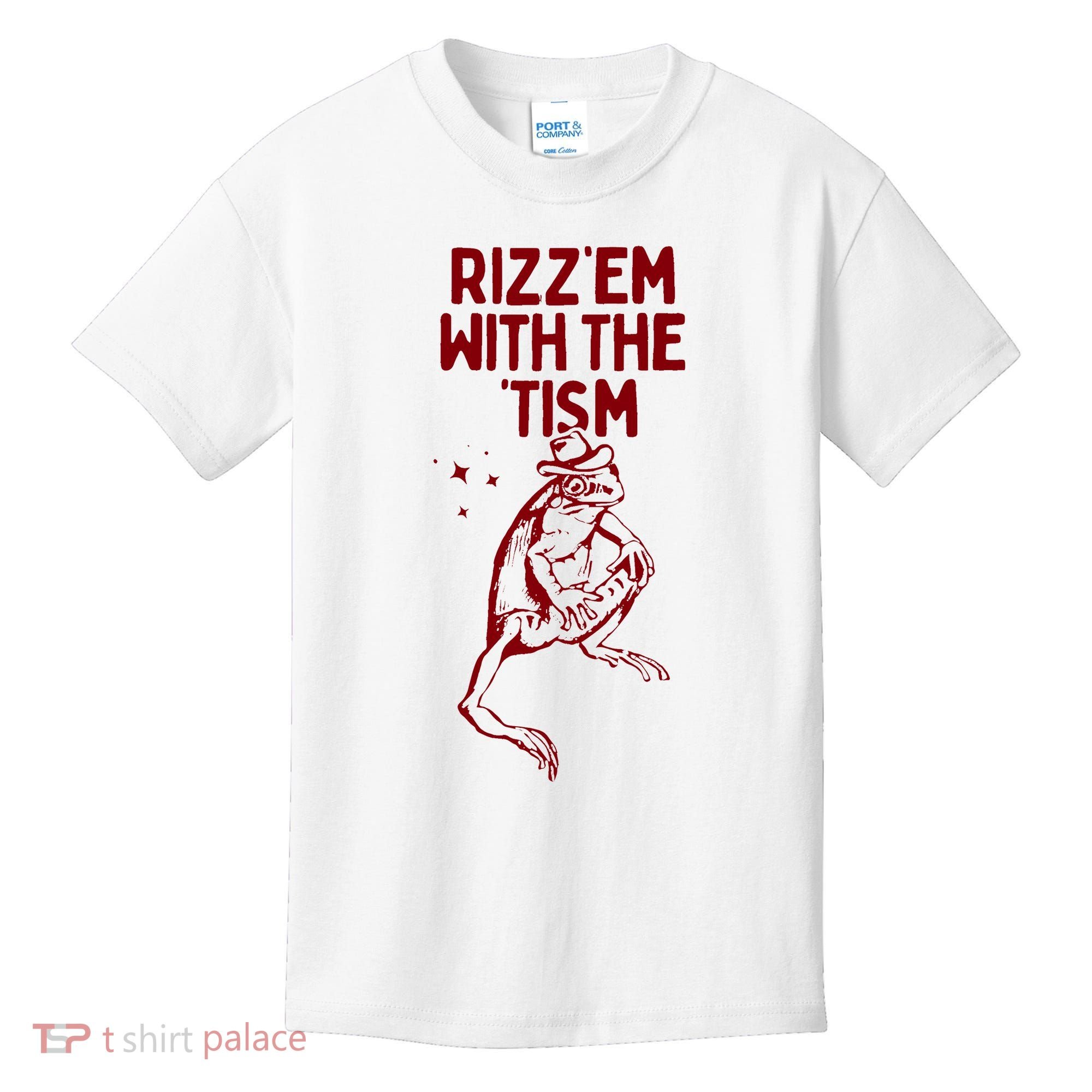 Funny Frog Rizz Em With The Tism Kids T-Shirt