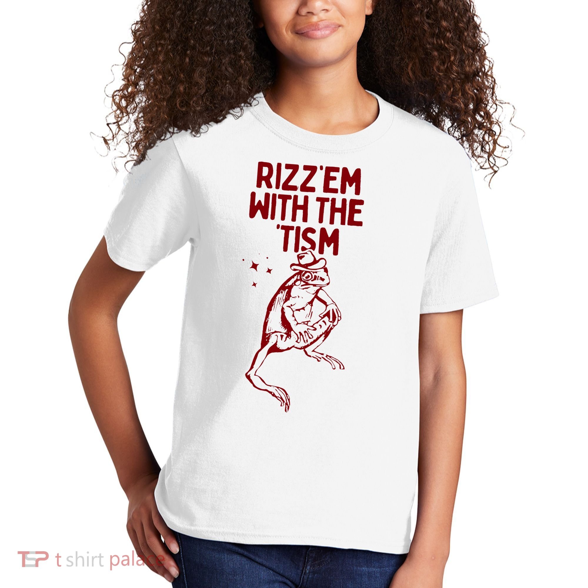 Funny Frog Rizz Em With The Tism Kids T-Shirt