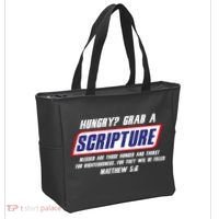 Funny Famous Scripture Gifts Bible Verse Candy Bar Parody Tote Bag thumb 2
