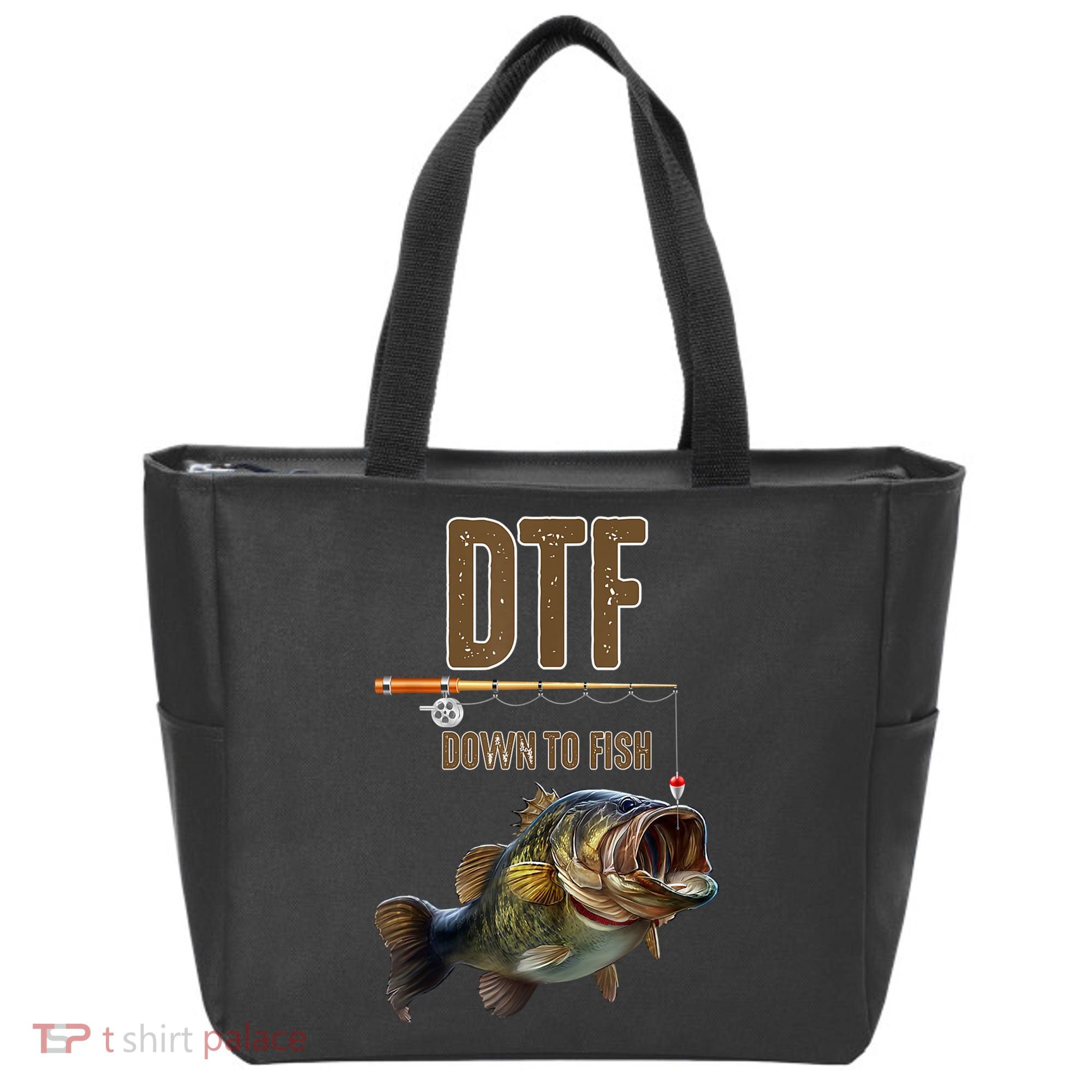 Funny Fishing Shirts: DTF Down To Fish Tote Bag