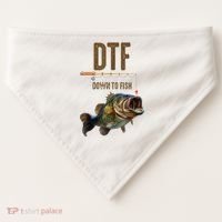 Funny Fishing Shirts: DTF Down To Fish USA-Made Doggie Bandana thumb 0