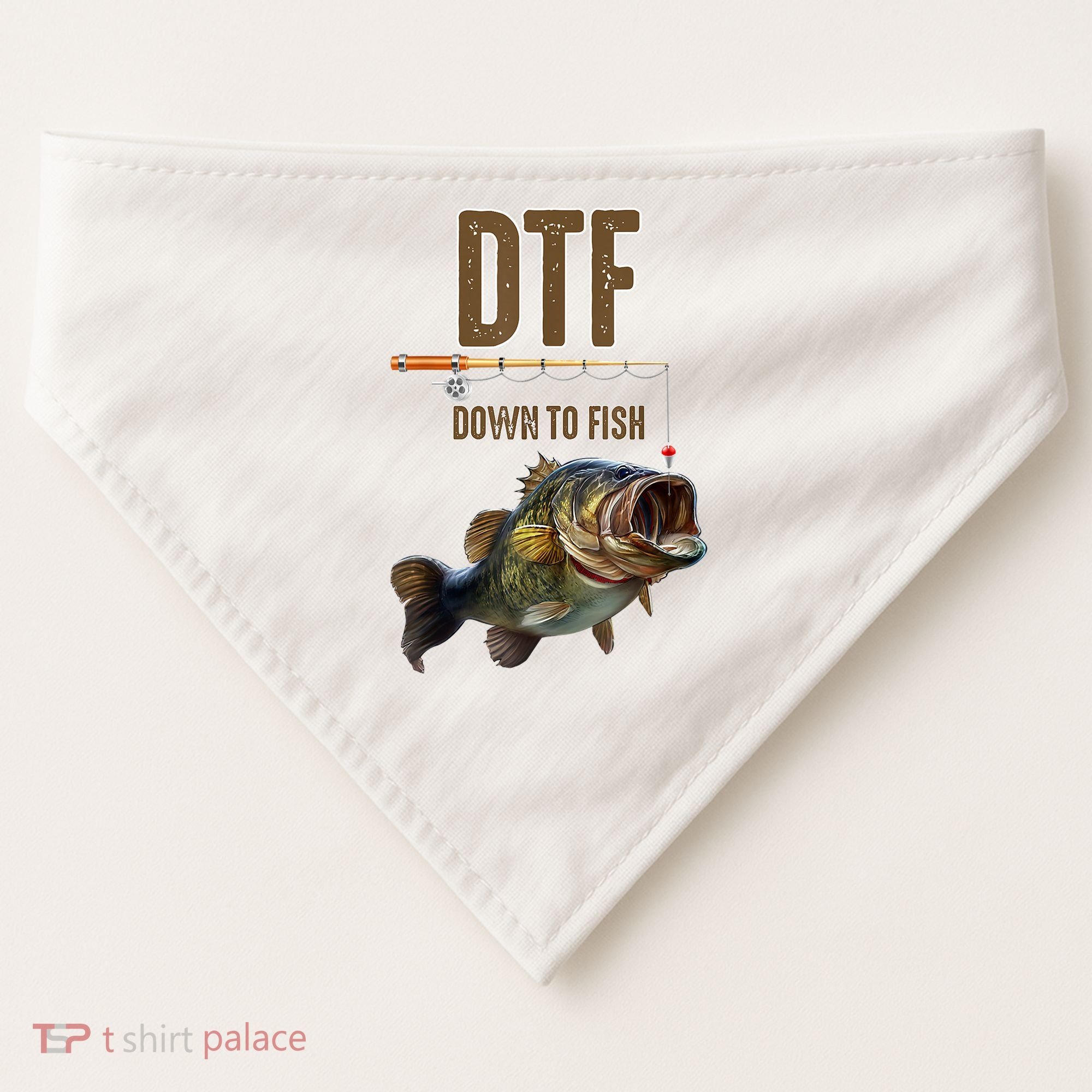 Funny Fishing Shirts: DTF Down To Fish USA-Made Doggie Bandana