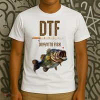 Funny Fishing Shirts: DTF Down To Fish T-Shirt thumb 3