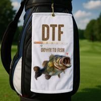 Funny Fishing Shirts: DTF Down To Fish Golf Towel thumb 2
