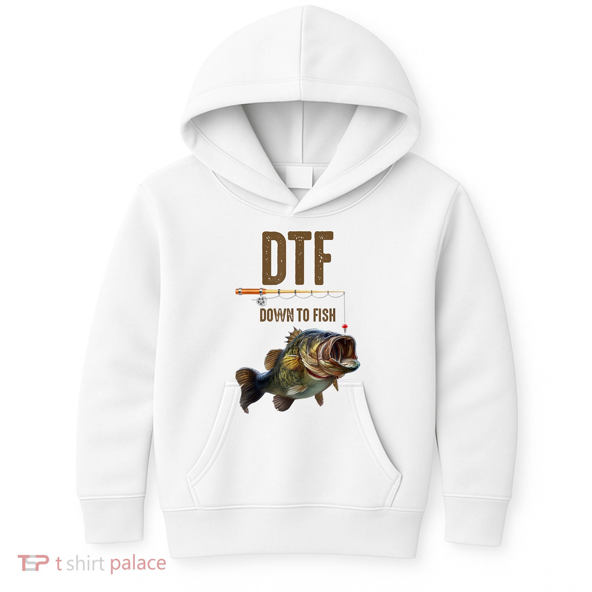 Funny Fishing Shirts: DTF Down To Fish Kids Hoodie