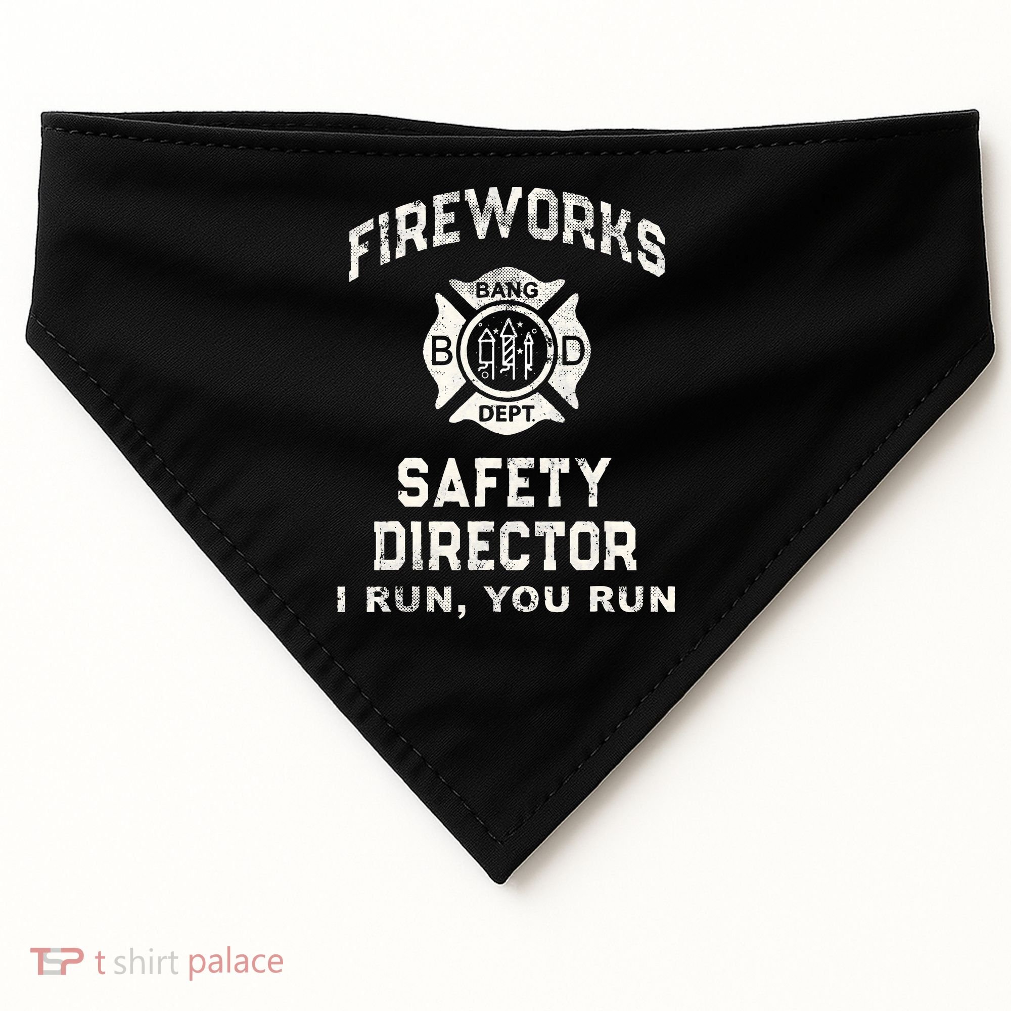 Funny FIREWORKS SAFETY DIRECTOR Firefighter America Red Pyro USA-Made Doggie Bandana