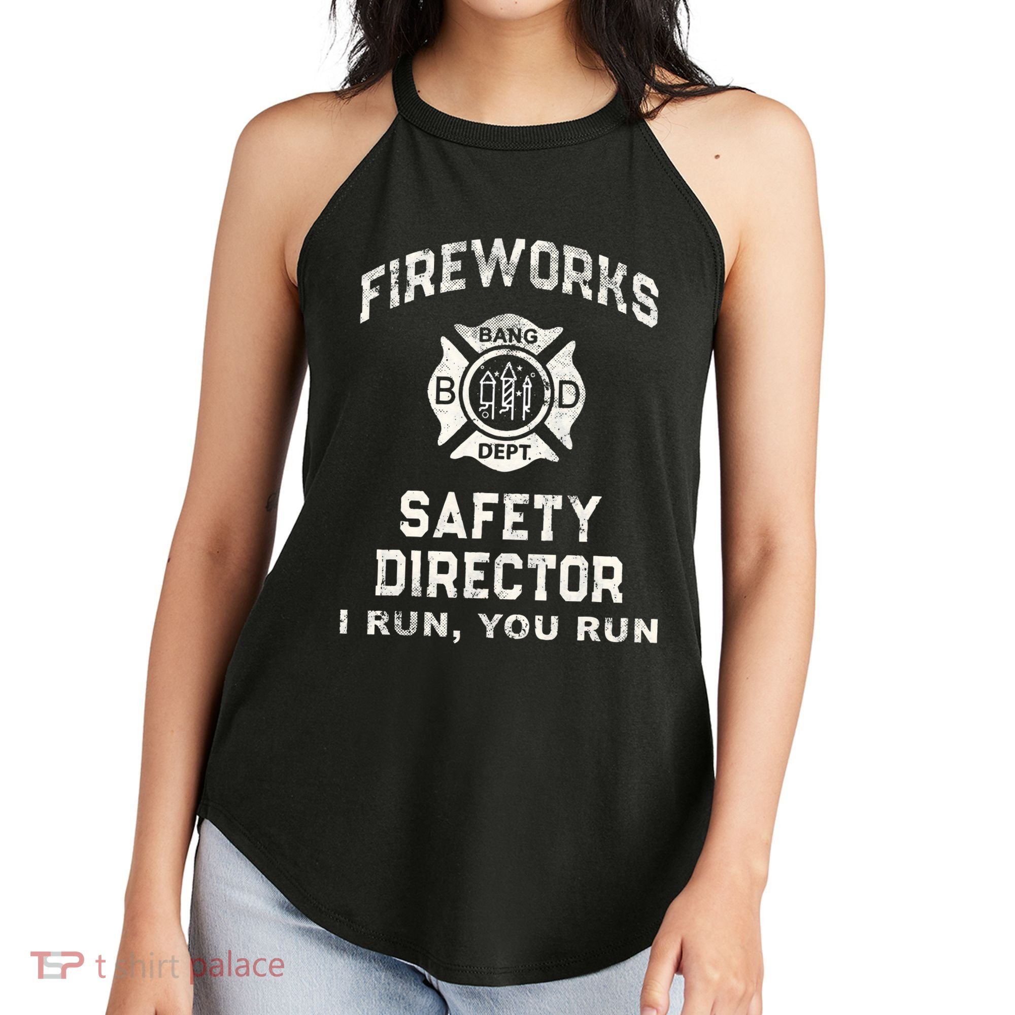 Funny FIREWORKS SAFETY DIRECTOR Firefighter America Red Pyro Women's Perfect Tri Rocker Tank