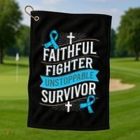 Faithful Fighter Survivor Prostate Cancer Awareness Golf Towel thumb 1