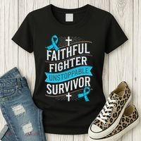 Faithful Fighter Survivor Prostate Cancer Awareness Women's T-Shirt thumb 3