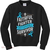 Faithful Fighter Survivor Prostate Cancer Awareness Kids Sweatshirt thumb 0