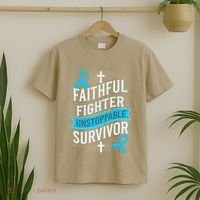 Faithful Fighter Survivor Prostate Cancer Awareness T-Shirt thumb 2