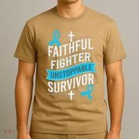 Faithful Fighter Survivor Prostate Cancer Awareness T-Shirt thumb 3