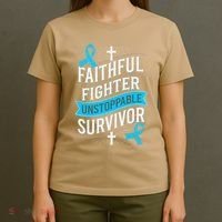 Faithful Fighter Survivor Prostate Cancer Awareness T-Shirt thumb 4