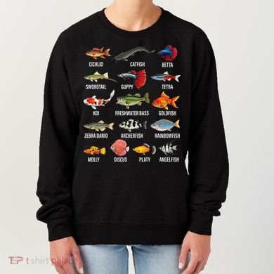 Freshwater Fish Species Chart Aquarium River Fish Guide Women's Sweatshirt