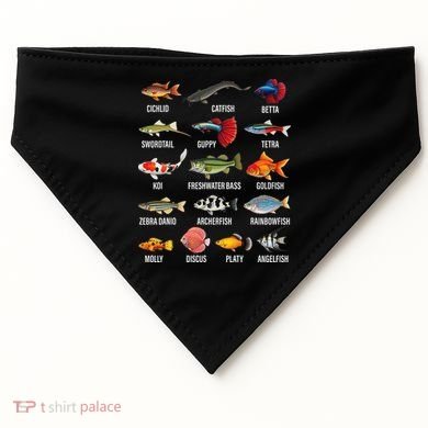 Freshwater Fish Species Chart Aquarium River Fish Guide USA-Made Doggie Bandana