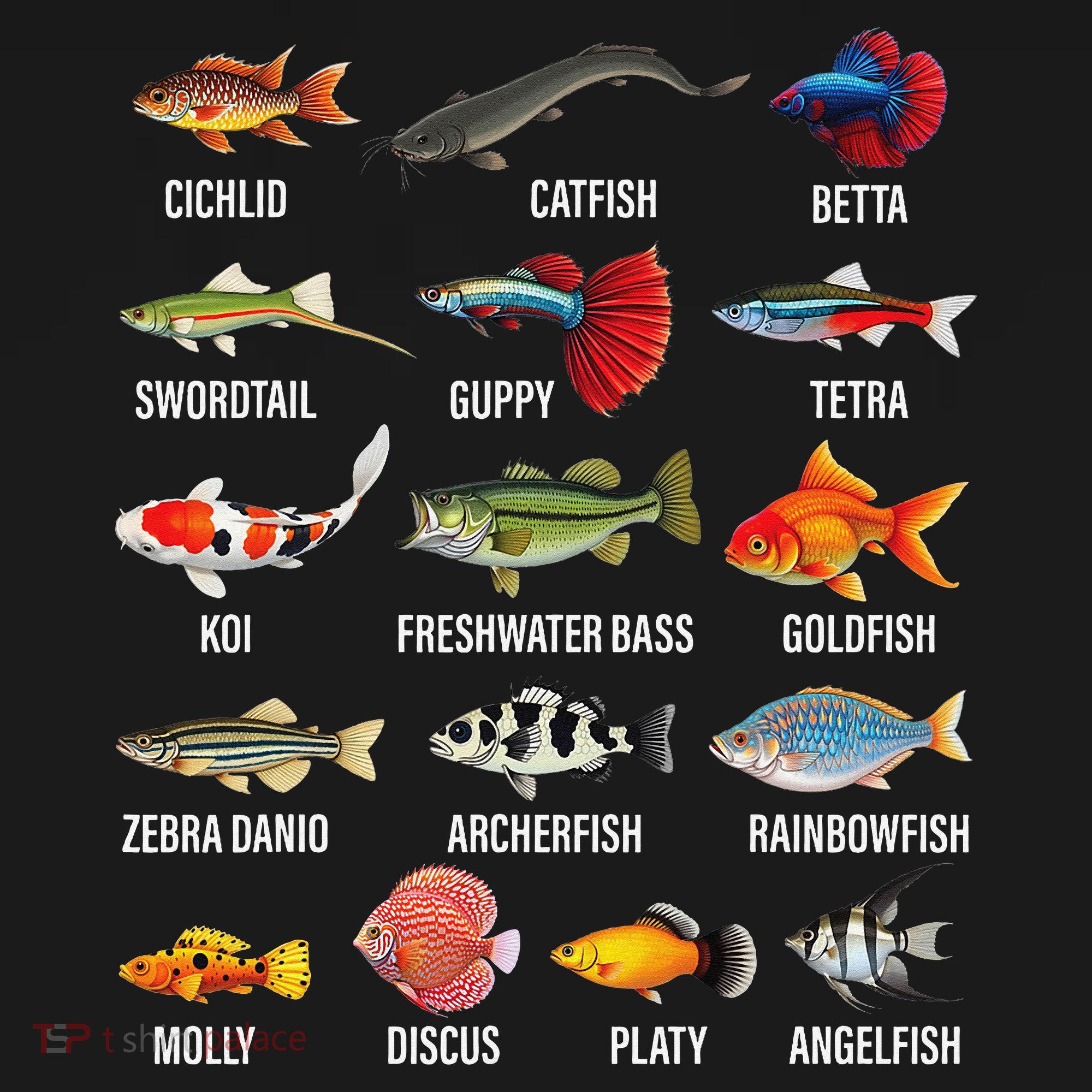 Freshwater Fish Species Chart Aquarium River Fish Guide Pajama Set