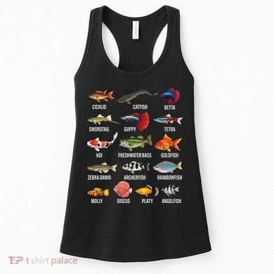 Freshwater Fish Species Chart Aquarium River Fish Guide Women's Tank Top