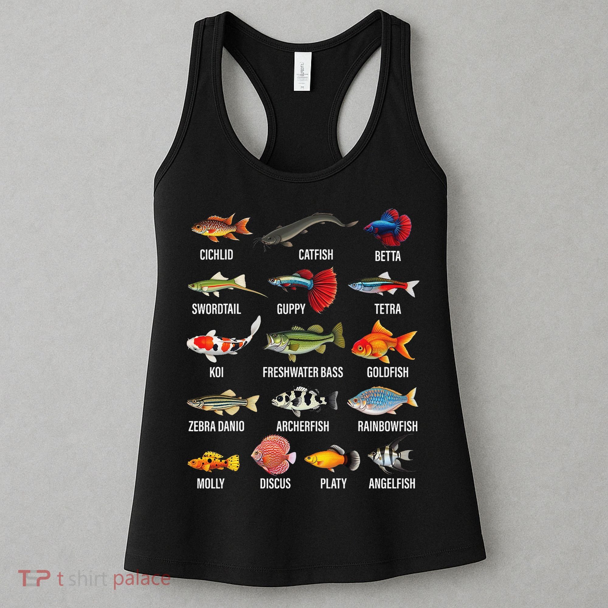 Freshwater Fish Species Chart Aquarium River Fish Guide Women's Tank Top