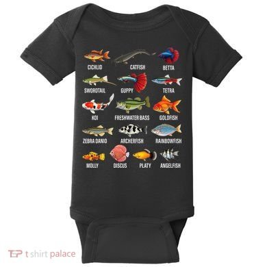 Freshwater Fish Species Chart Aquarium River Fish Guide Baby Bodysuit