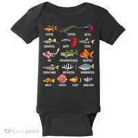 Freshwater Fish Species Chart Aquarium River Fish Guide Baby Bodysuit thumb 0