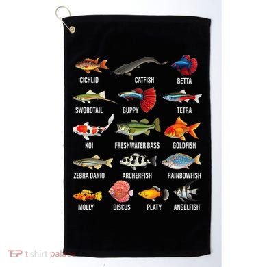 Freshwater Fish Species Chart Aquarium River Fish Guide Golf Towel