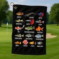 Freshwater Fish Species Chart Aquarium River Fish Guide Golf Towel thumb 1
