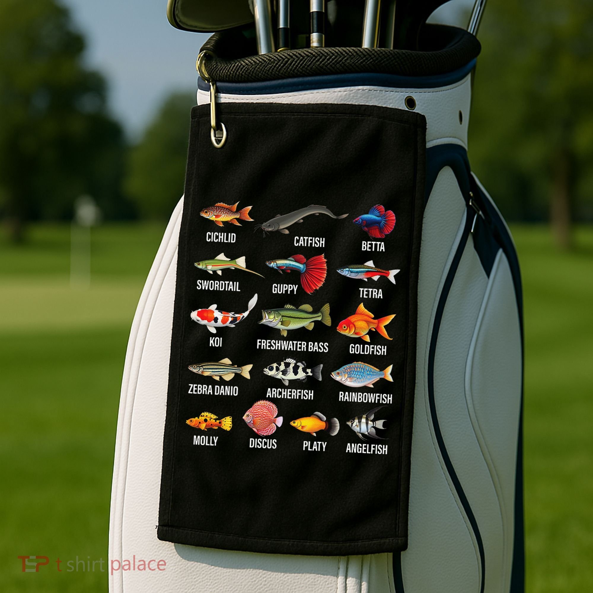 Freshwater Fish Species Chart Aquarium River Fish Guide Golf Towel