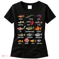Freshwater Fish Species Chart Aquarium River Fish Guide Women's T-Shirt thumb 0