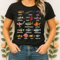 Freshwater Fish Species Chart Aquarium River Fish Guide Women's T-Shirt thumb 2