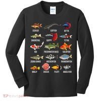 Freshwater Fish Species Chart Aquarium River Fish Guide Kids Long Sleeve Shirt thumb 0