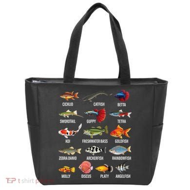 Freshwater Fish Species Chart Aquarium River Fish Guide Tote Bag