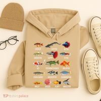 Freshwater Fish Species Chart Aquarium River Fish Guide Hoodie thumb 4