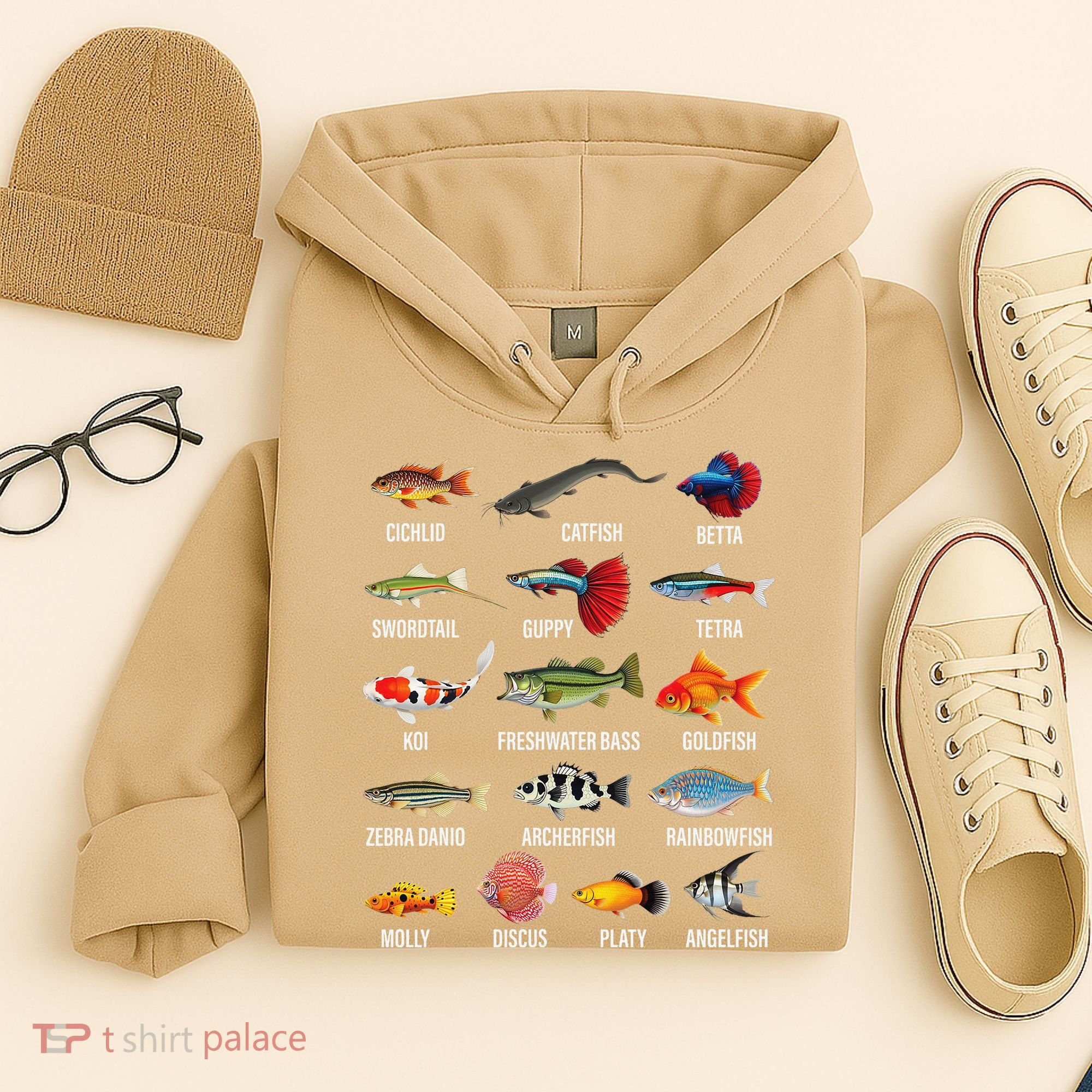 Freshwater Fish Species Chart Aquarium River Fish Guide Hoodie