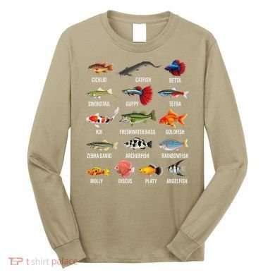 Freshwater Fish Species Chart Aquarium River Fish Guide Long Sleeve Shirt