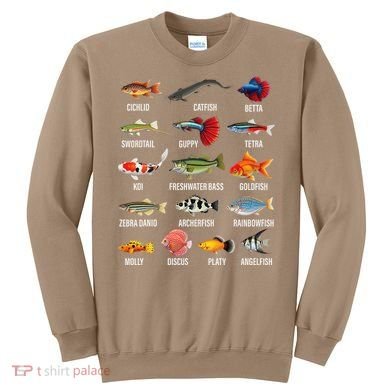 Freshwater Fish Species Chart Aquarium River Fish Guide Sweatshirt