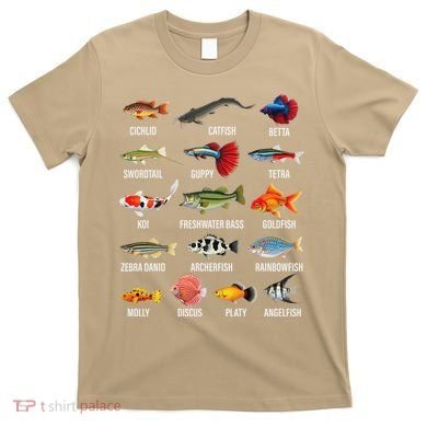 Freshwater Fish Species Chart Aquarium River Fish Guide T-Shirt