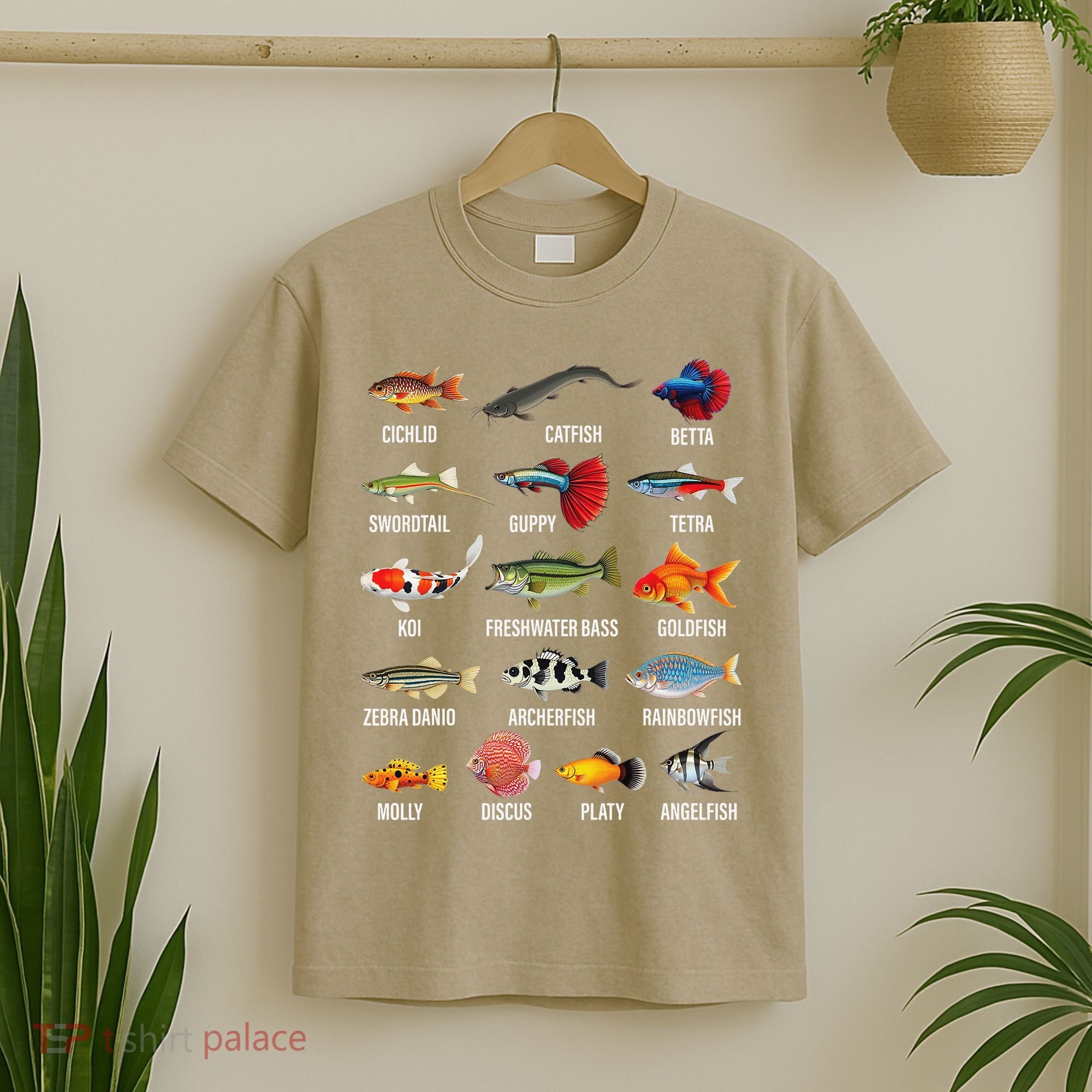 Freshwater Fish Species Chart Aquarium River Fish Guide T-Shirt