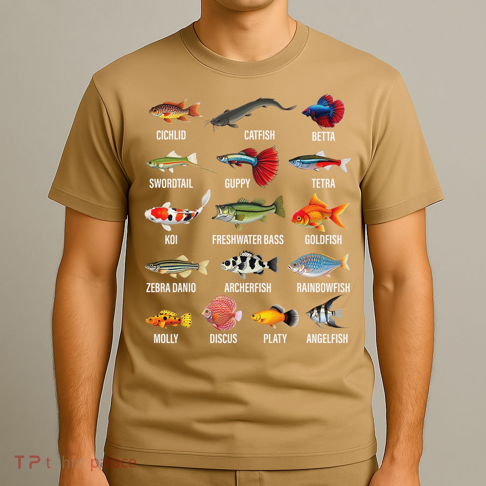Freshwater Fish Species Chart Aquarium River Fish Guide T-Shirt