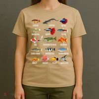 Freshwater Fish Species Chart Aquarium River Fish Guide T-Shirt thumb 4
