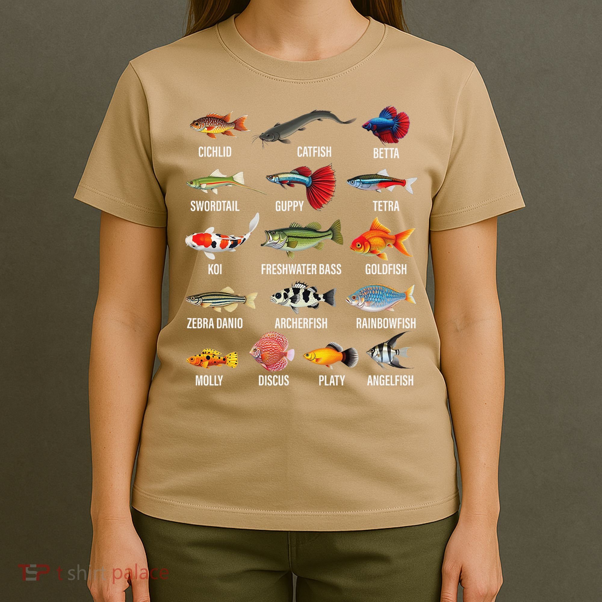 Freshwater Fish Species Chart Aquarium River Fish Guide T-Shirt