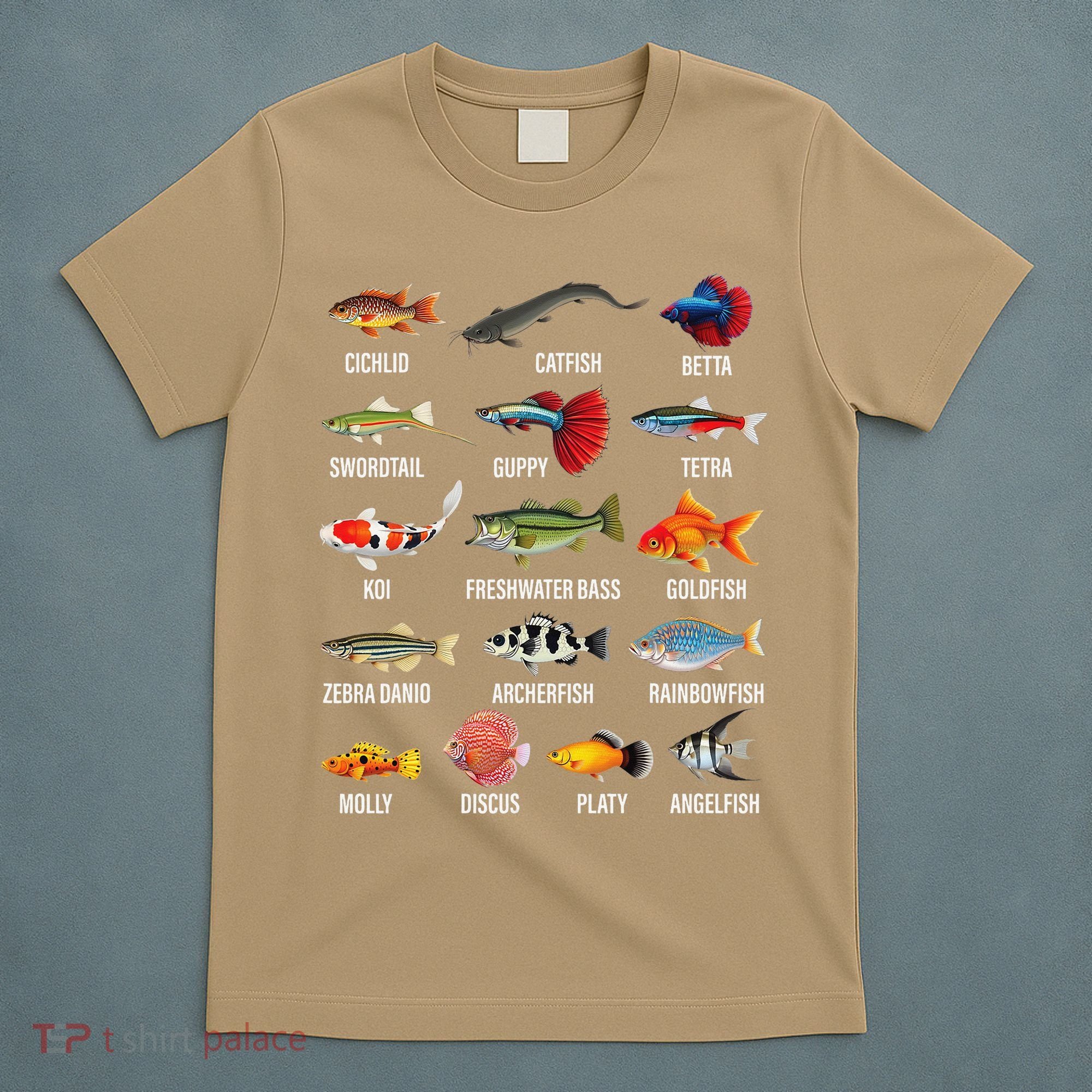 Freshwater Fish Species Chart Aquarium River Fish Guide T-Shirt