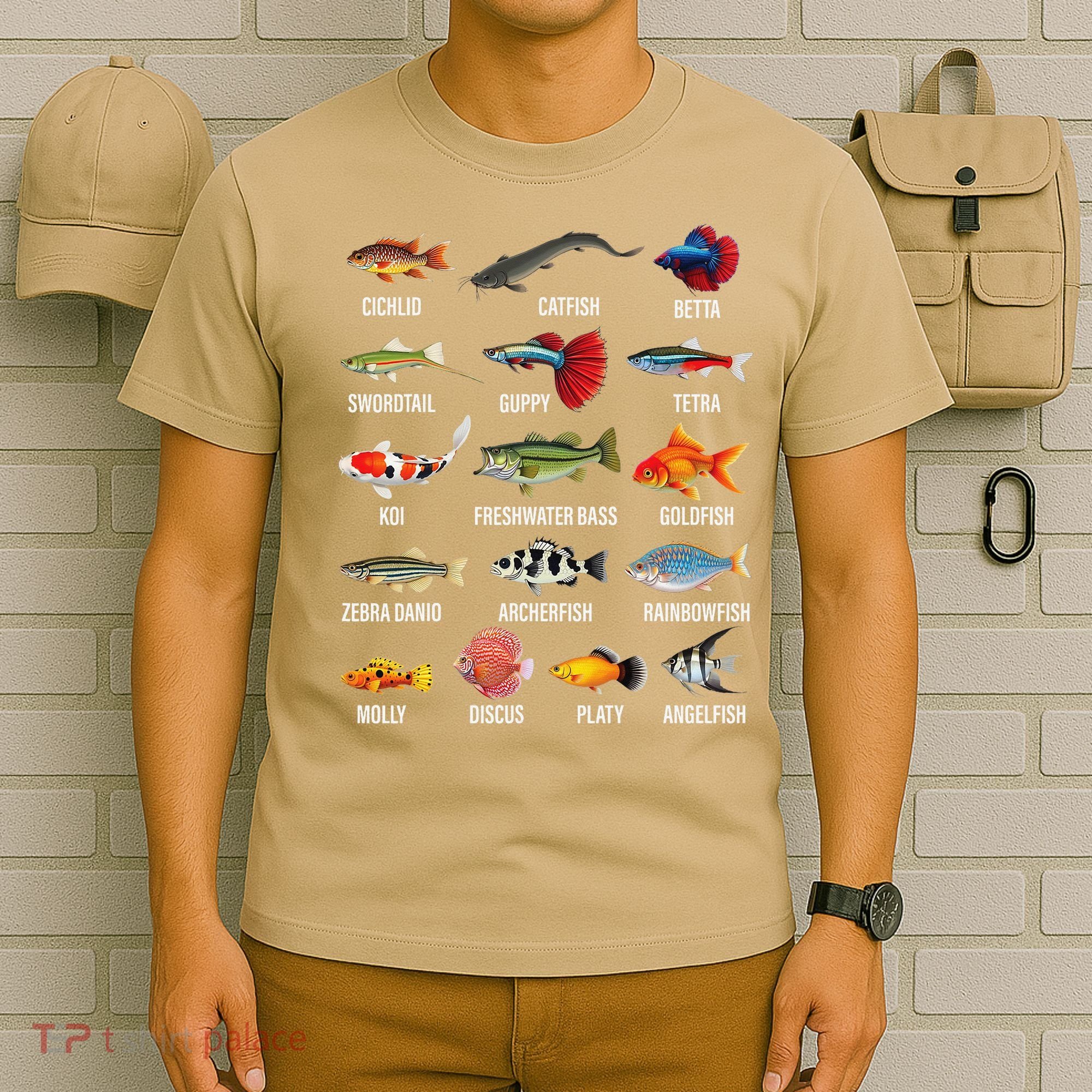 Freshwater Fish Species Chart Aquarium River Fish Guide T-Shirt